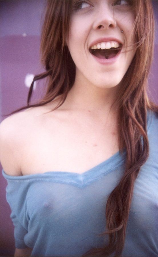 Sexy piercing in mouth.see through boobs